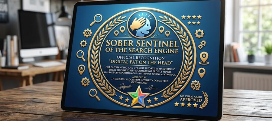 Sober Sentinel Google Business Profile certificate generated by Google Gemini AI - Cool Eh?